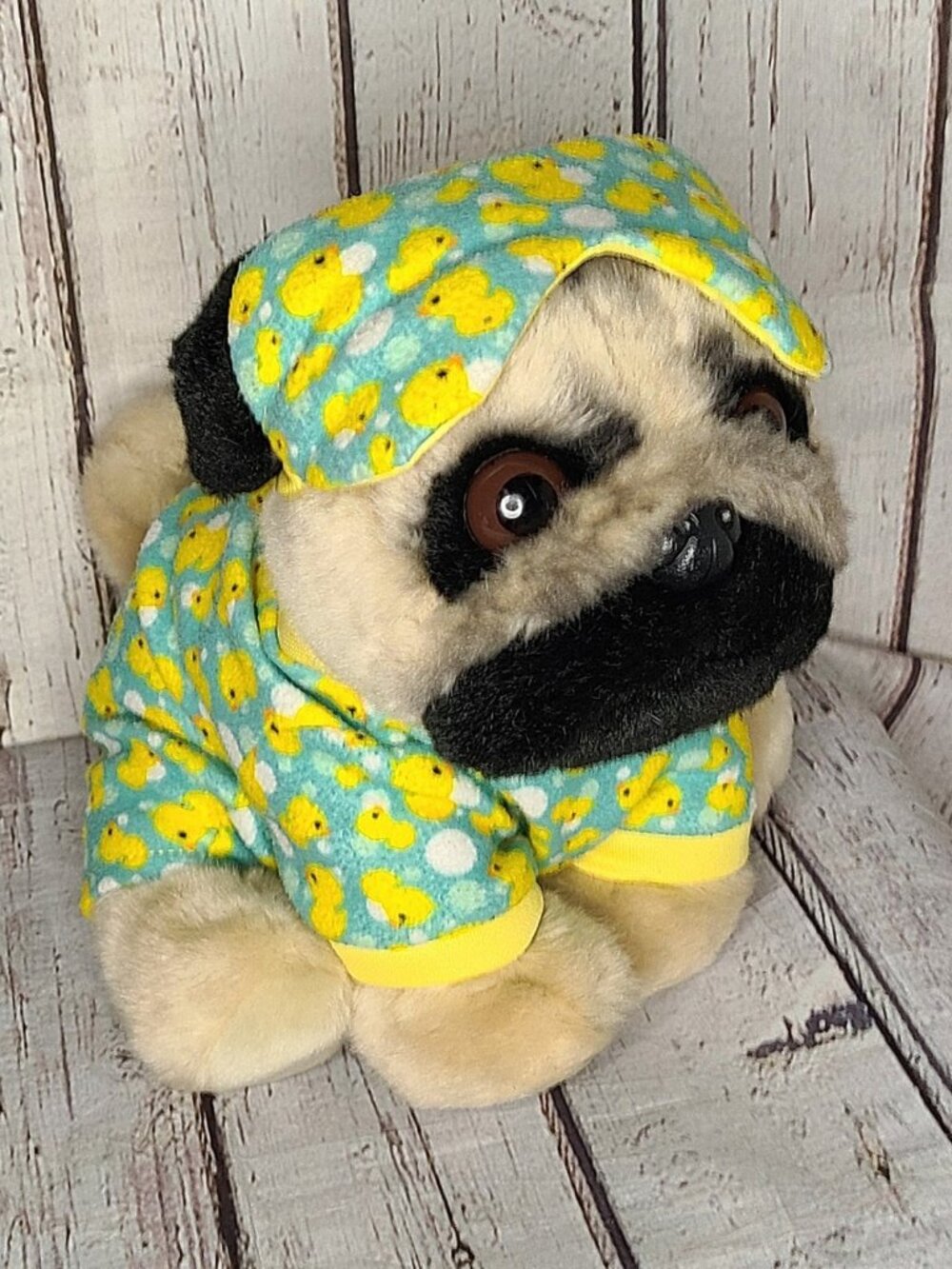12" Vintage Gund Doug The Pug Sleepytime Dog Stuffed Animal Plush Duck Pajamas